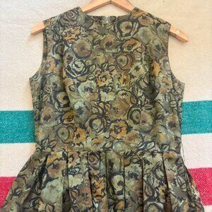 1950s Vintage Floral Dress w/ Matching Belt | Handmade | Small / XS